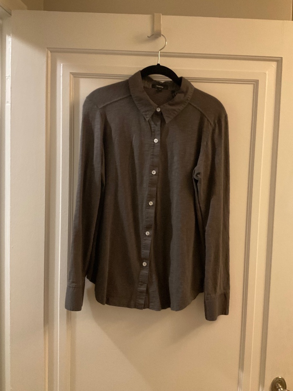 Theory blouse cotton sz L brown / grey
